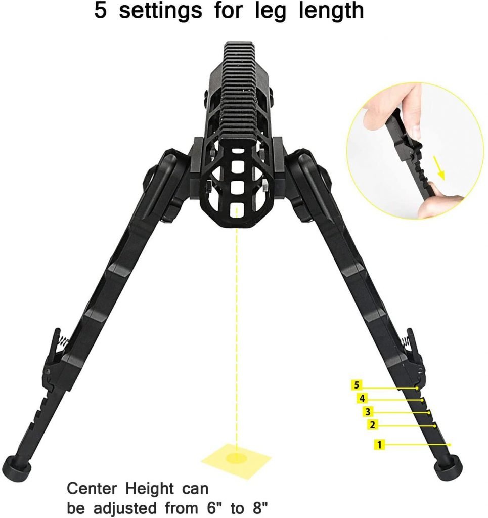 thumbnail interactive-video image 1 of Outdoors-online Aluminum Hunting Bipod – Adjustable 7.5-9", M-LOK/Picatinny, Lightweight Tactical Rifle Rest 1 of 3